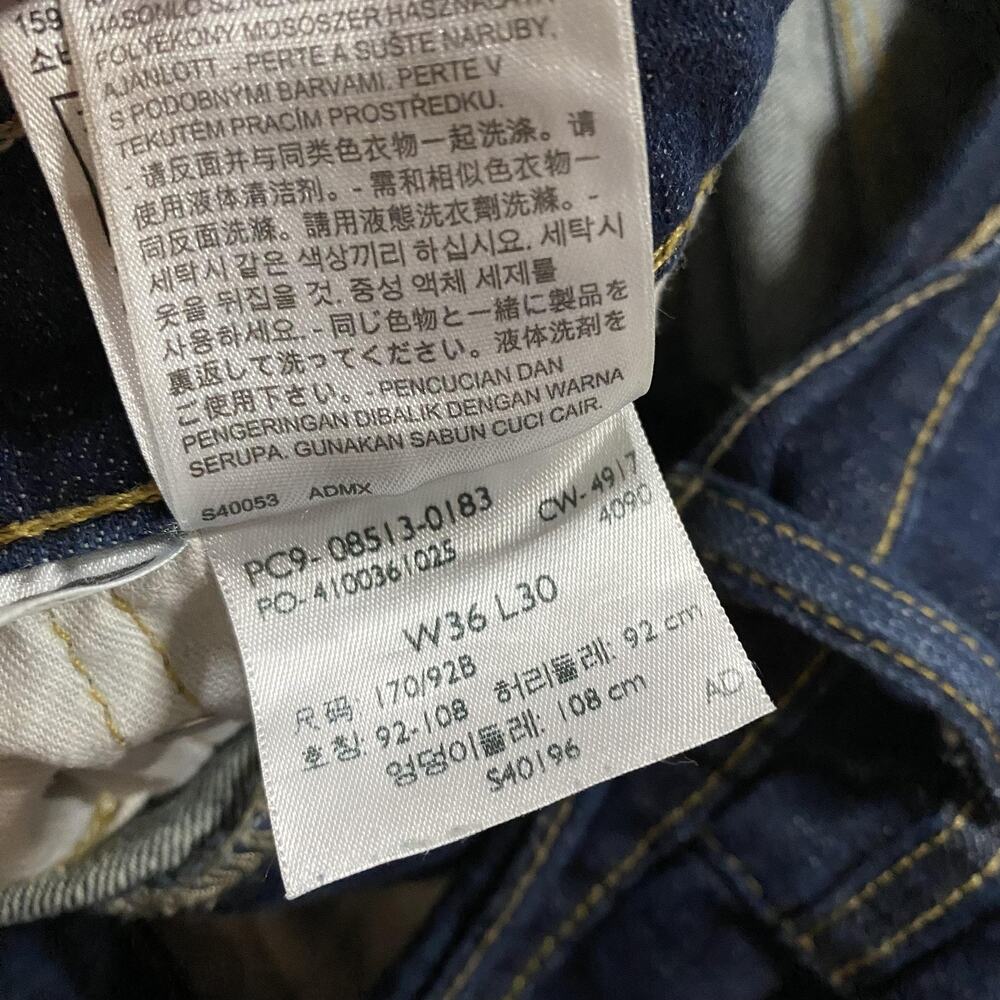 Levis 513 Jeans Mens 36x30 Blue Slim Straight Leg Stretch Denim Dark Wash - Picture 4 of 10